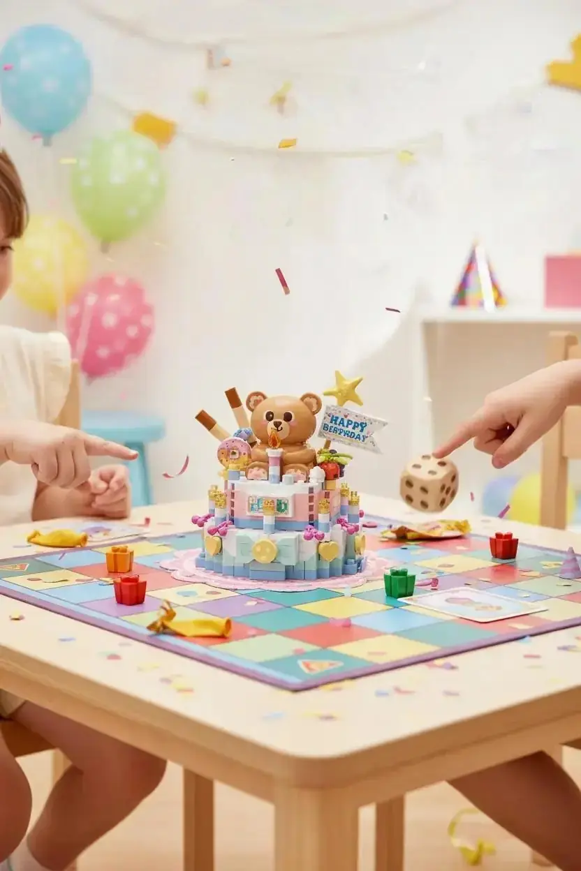 Miniso Lisanslı Yemek Serisi Oyun Bloğu Ayı Figürlü Pasta – Eğitici ve Dekoratif Oyuncak Seti 19 Cm