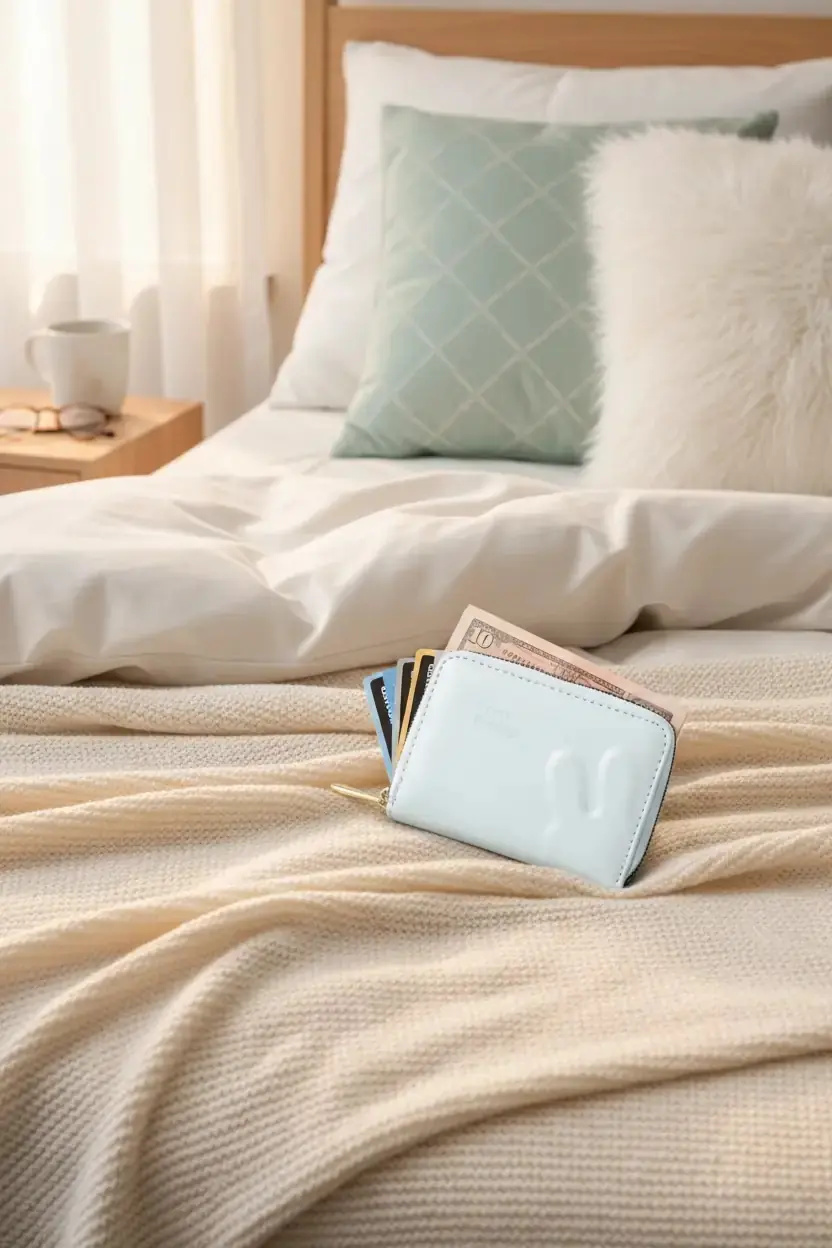 Miniso Lisanslı Tavşan Kulaklı Fermuarlı Bozuk Para Cüzdanı – Mavi Mini Boy