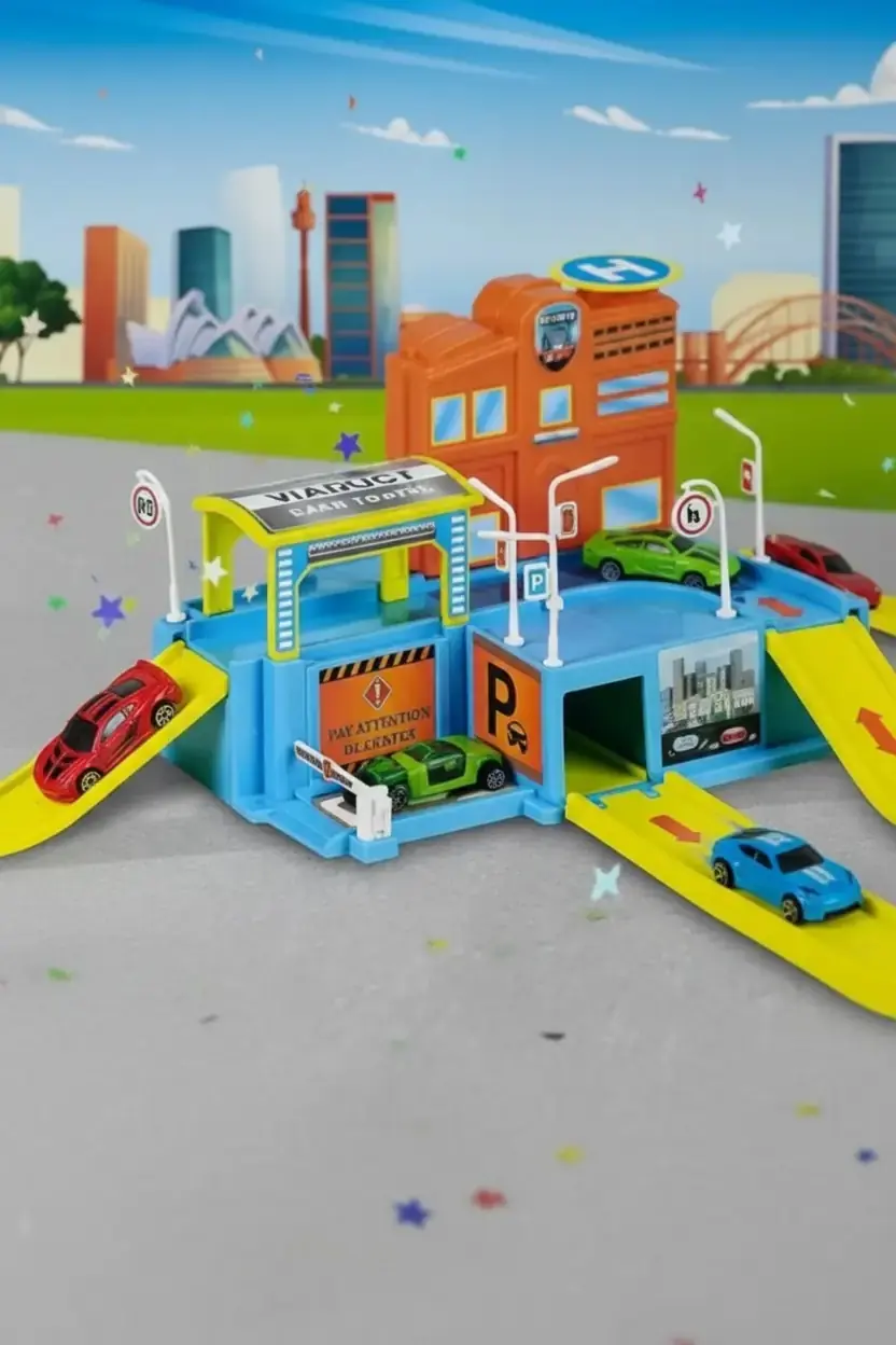 Junior Wheels Yer Otoparkı Oyuncak Seti – Katlı Rampalı Oyun Alanı