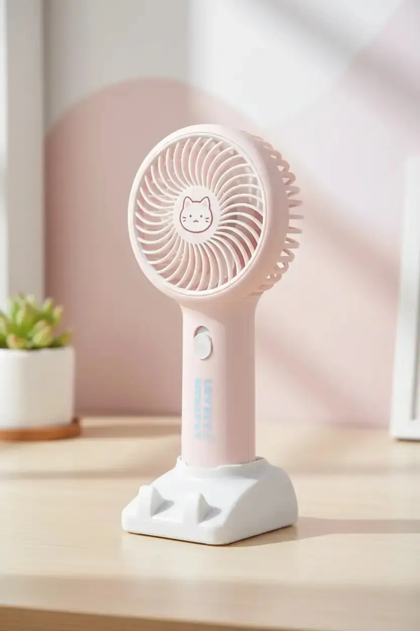 Miniso Lisanslı Colorful Serisi Pilli Vantilatör Pembe – Hafif ve Taşınabilir Serinlik