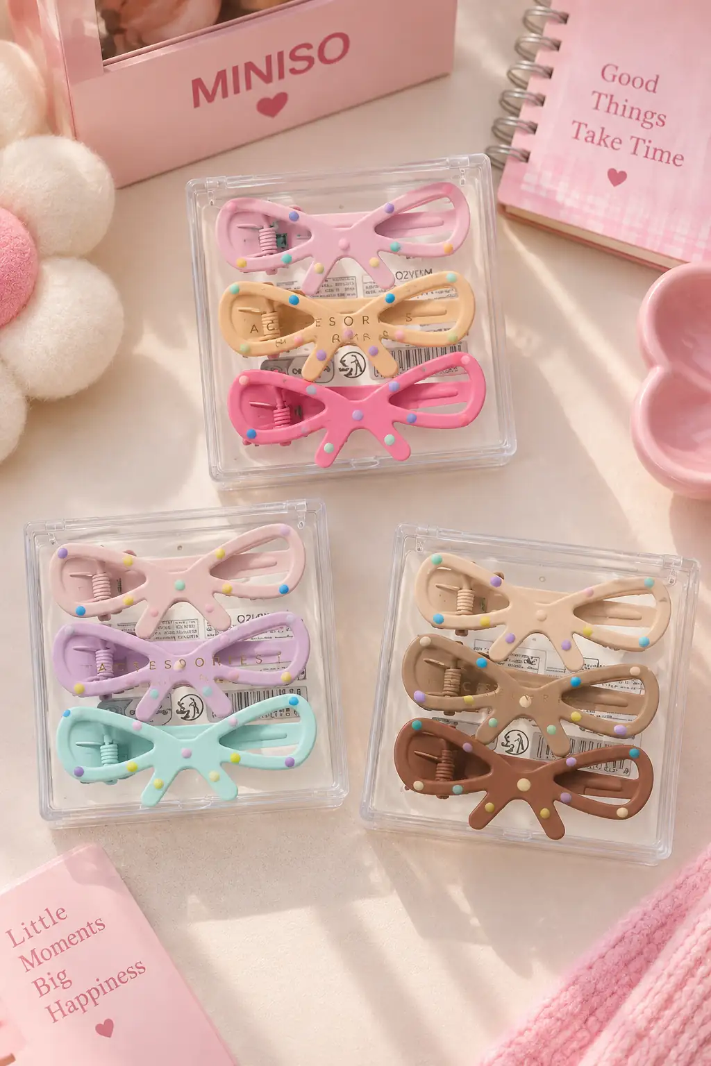 Miniso Lisanslı Saklama Kutulu Basic Serisi Saç Tokaları (3'Lü Paket) – Kompakt & Dayanıklı