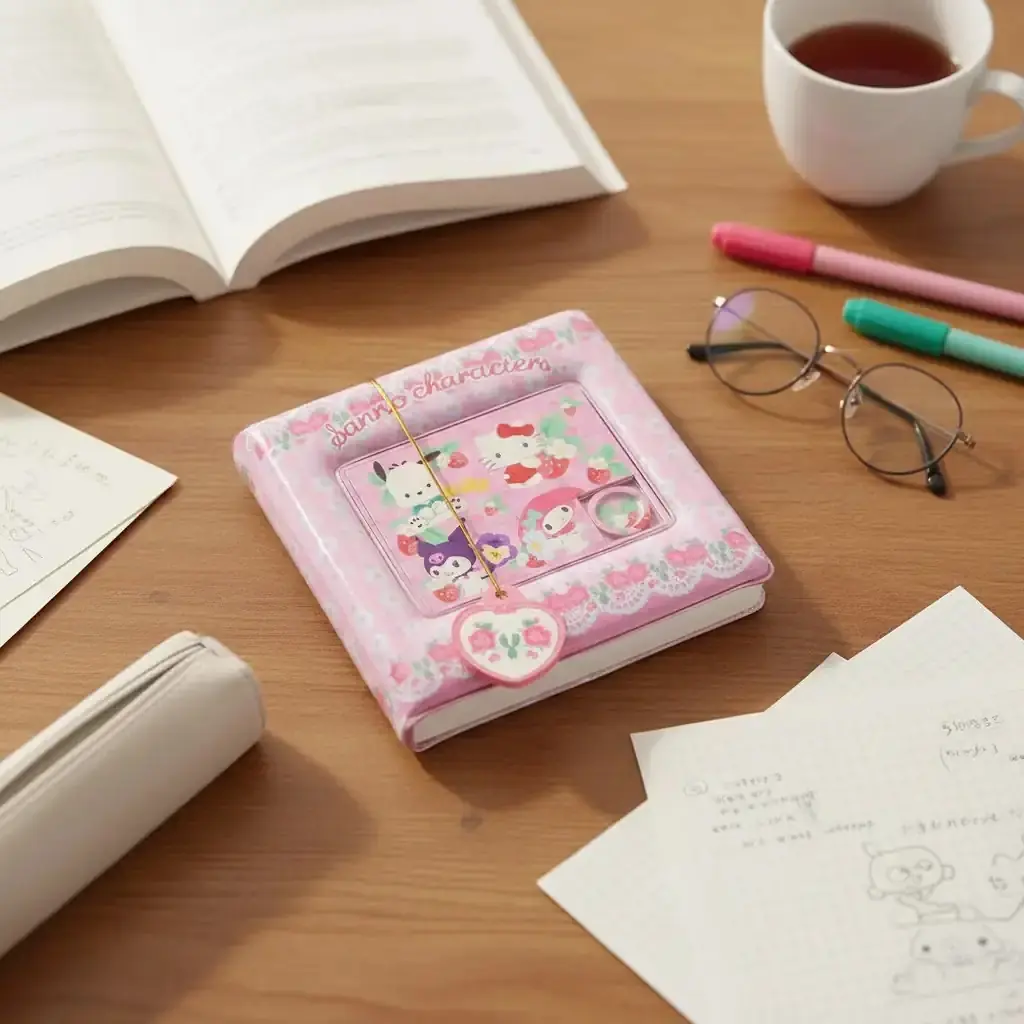 Sanrio Lisanslı Puzzle Sert Kapaklı Not Defteri Pembe – 64 Yaprak Renkli ve Dayanıklı Kare Defter