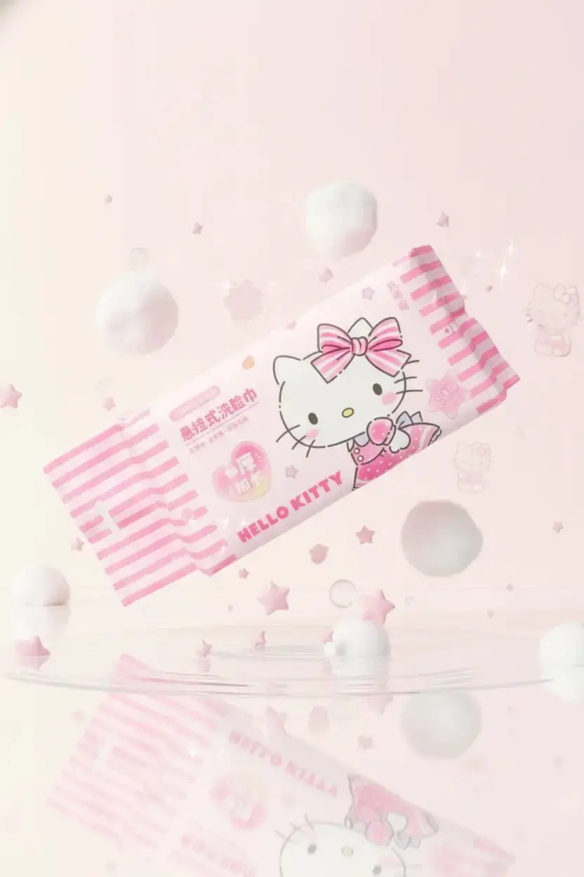 Sanrio Lisanslı Hello Kitty İnci Dokulu Kuru Mendil – %100 Viskon Yumuşak Ekonomik Paket (80 Adet)