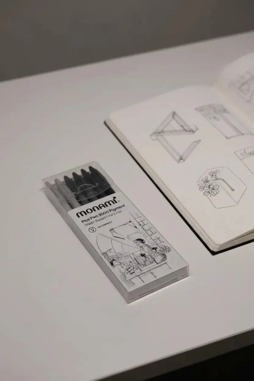 Monami Plus Pen 3000 Çizim Kalemi 6'lı – Gri Tonlar Pigment Kalem Seti