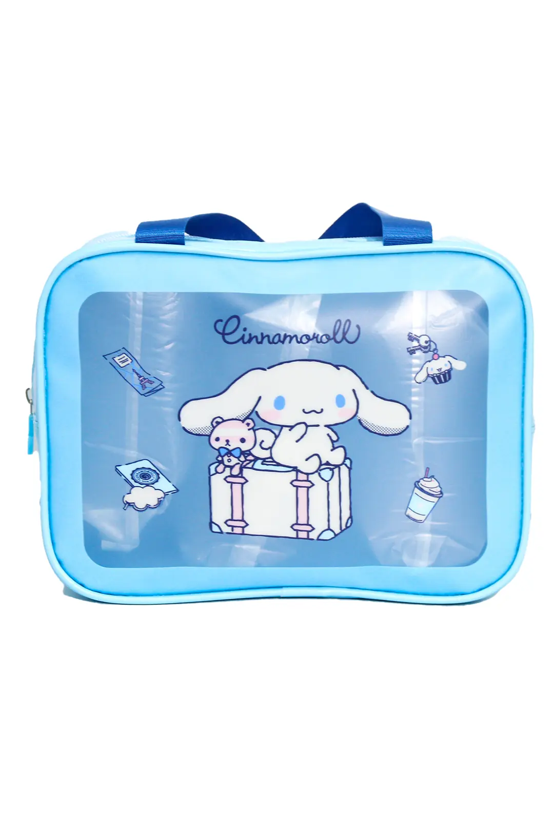 Sanrio Lisanslı Cinnamoroll Seyahat Çantası - PU Deri ve PVC Detaylı Fonksiyonel Kozmetik Çantası