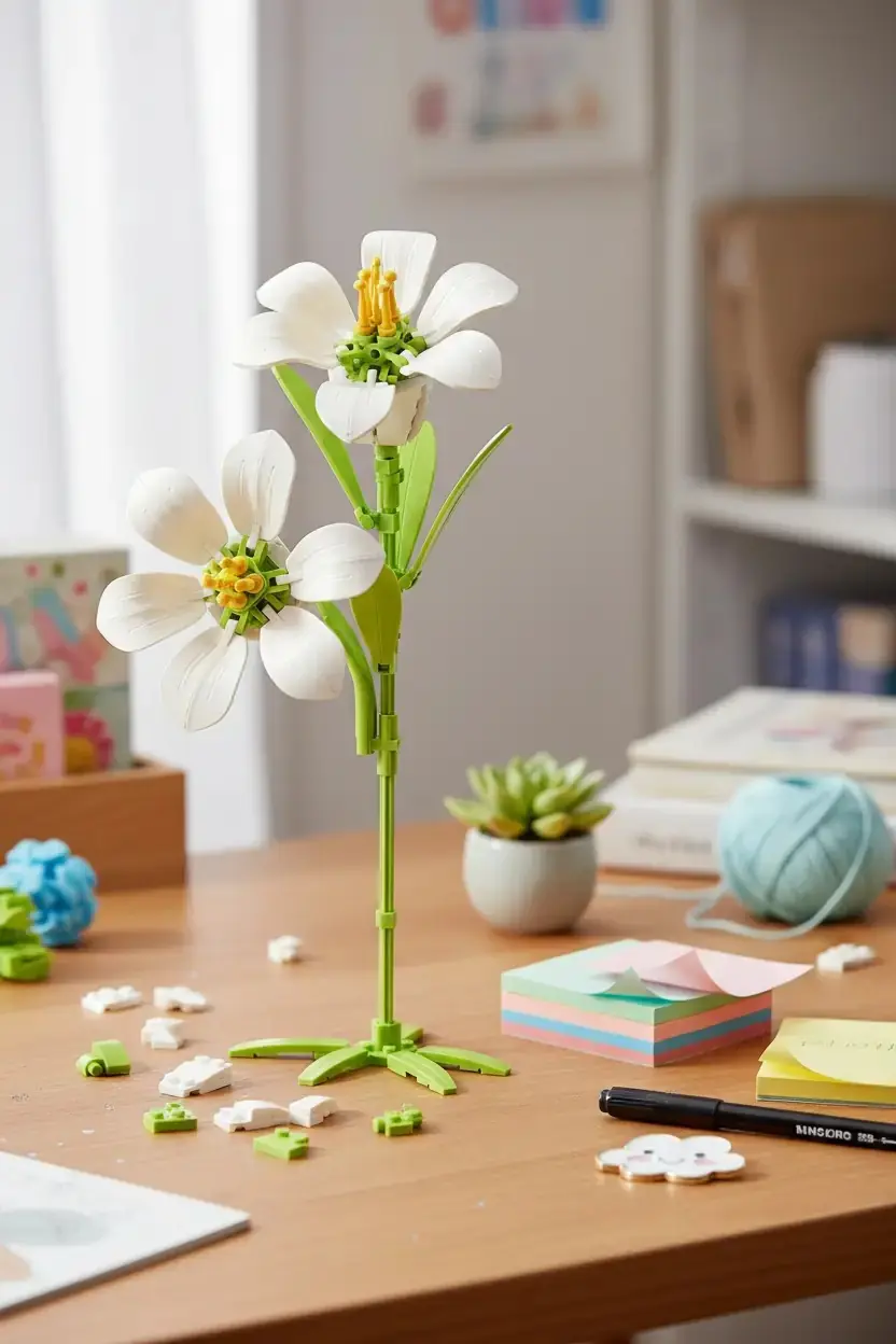 Miniso Lisanslı Lilyum Çiçek Figürlü Oyun Bloğu 96 Parça – Dekoratif Set