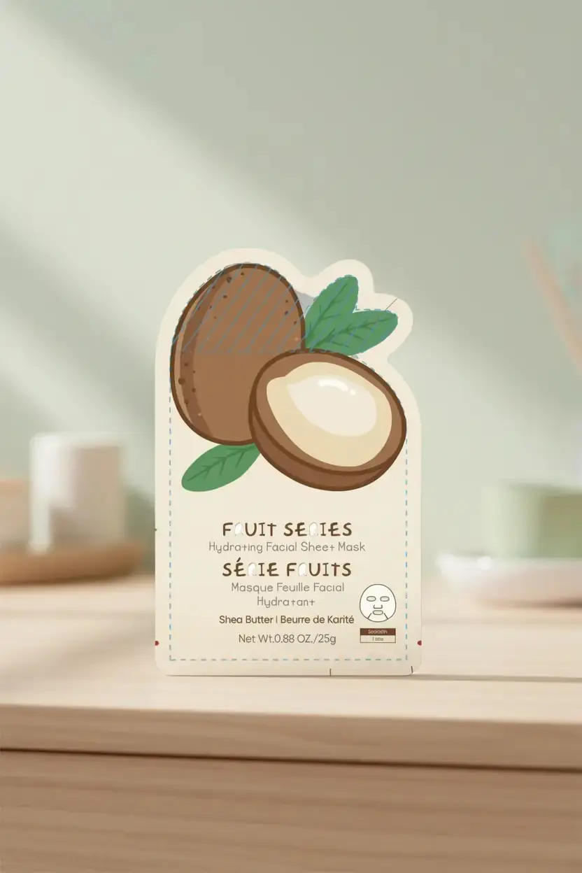 Miniso Lisanslı Meyve Serisi Nemlendirici Kağıt Yüz Maskesi Shea Yağı Özlü Tek Kullanımlık