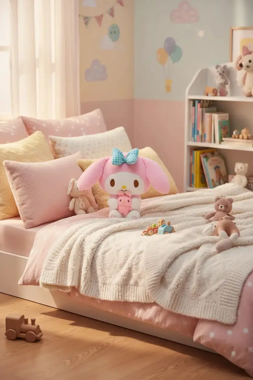 Sanrio Lisanslı My Melody Peluş Oyuncak 28 Cm – Oturan Mini Arkadaşlı Yumuşacık Tasarım