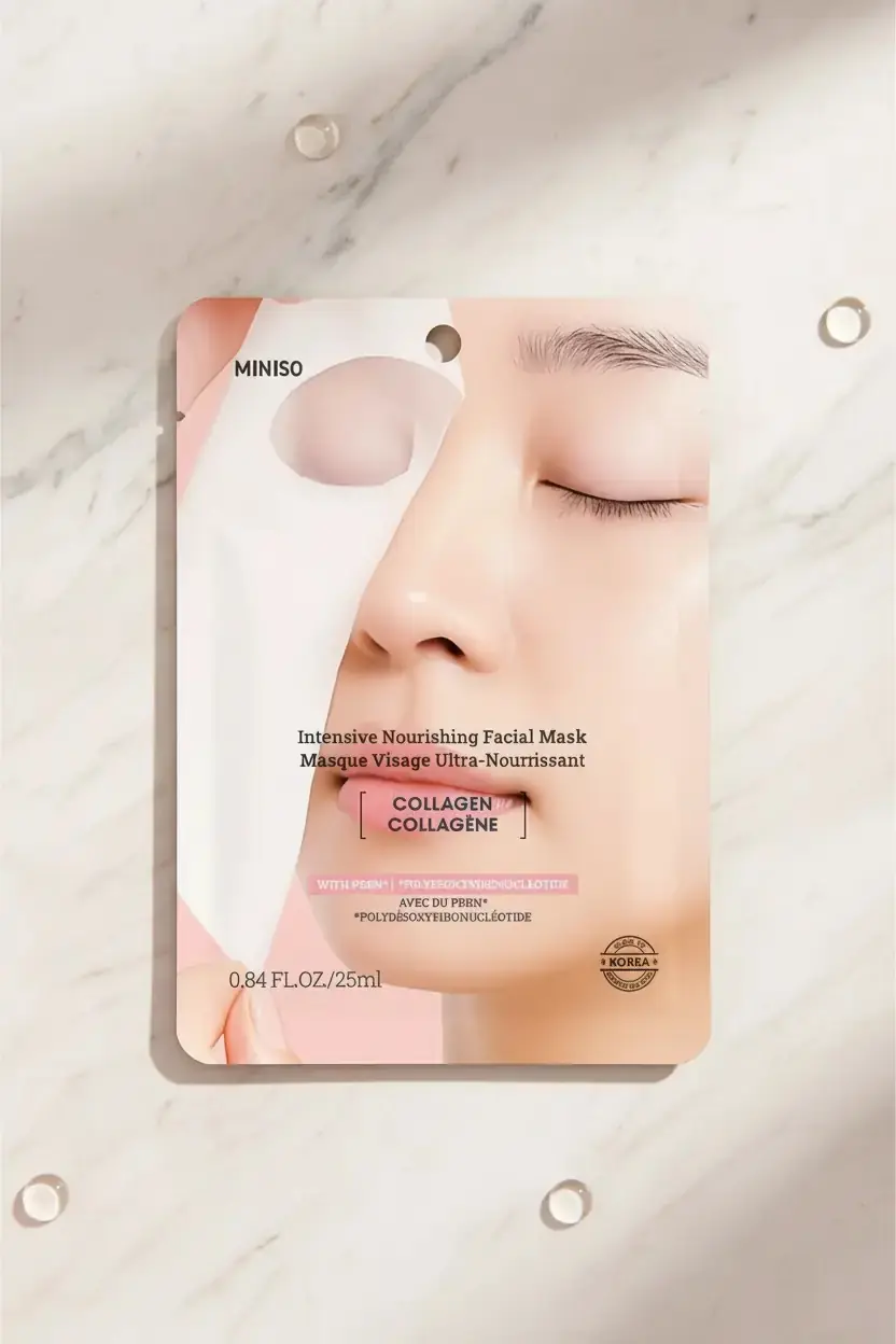 Miniso Lisanslı Yoğun Besleyici Yüz Maskesi – Hidrolize Kolajen Temalı Kağıt Maske