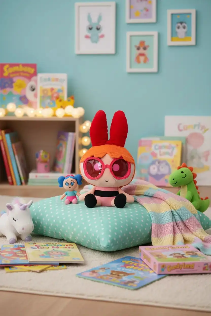 Powerpuff Girls Lisanslı Blossom Güneş Gözlüklü Peluş Oyuncak – Oturan 25 Cm
