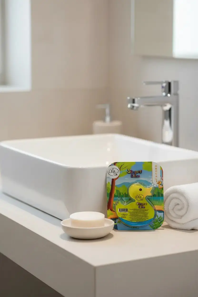 Ördek Figürlü Süngerli Sabun – 2’si 1 Arada Eğlenceli Tasarımlı Pratik Banyo Süngeri