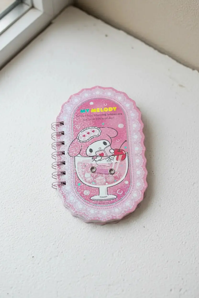 Sanrio Lisanslı My Melody Renkli Yaz Serisi Pipetli Figürlü Telli Defter – Holografik Kapaklı Spiral Defter 17.3 Cm