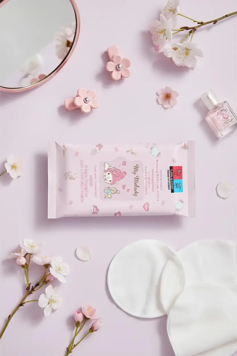 Sanrio Lisanslı My Melody Makyaj Temizleme Mendili – Çiçek Kokulu Hassas Ciltlere Uygun Pratik Temizleme Mendili
