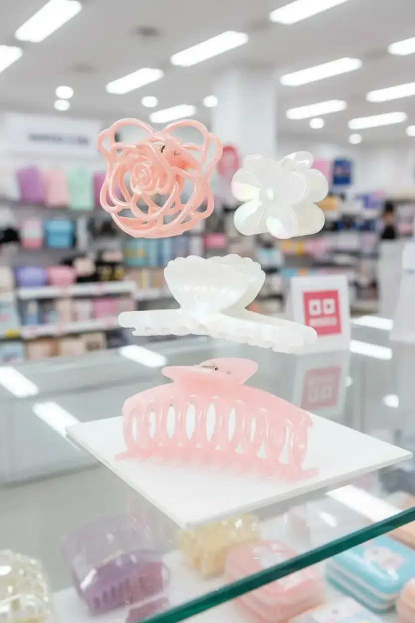 Miniso Lisanslı Çiçek Figürlü 4'lü Kıskaç Toka Seti Pastel Renkler