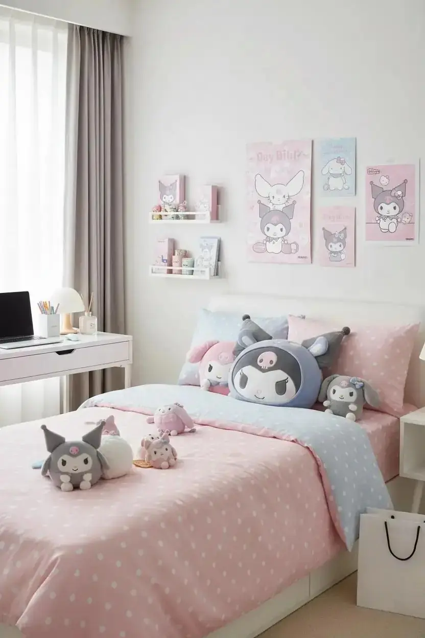 Sanrio Lisanslı Kuromi Yastık 37 Cm – Şekilli Yumuşak Dekoratif