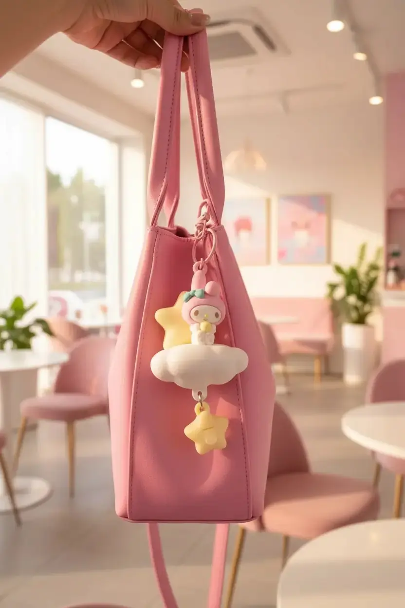Sanrio Lisanslı My Melody Sweet Dream Koleksiyonu Bulut Işıklı Anahtarlık – Yıldız Figürlü Model