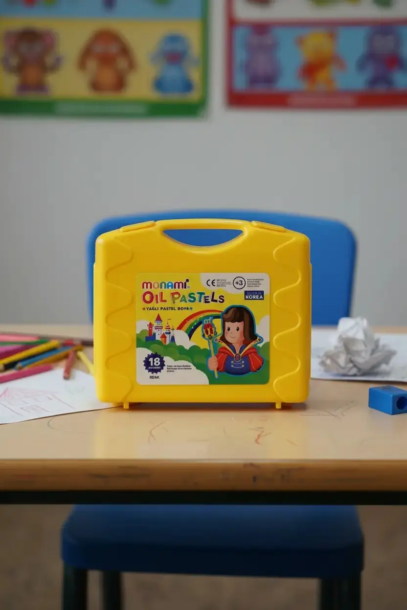 Monami Pastel Boya 18 Renk – Plastik Taşıma Kutulu Yağlı Pastel Seti