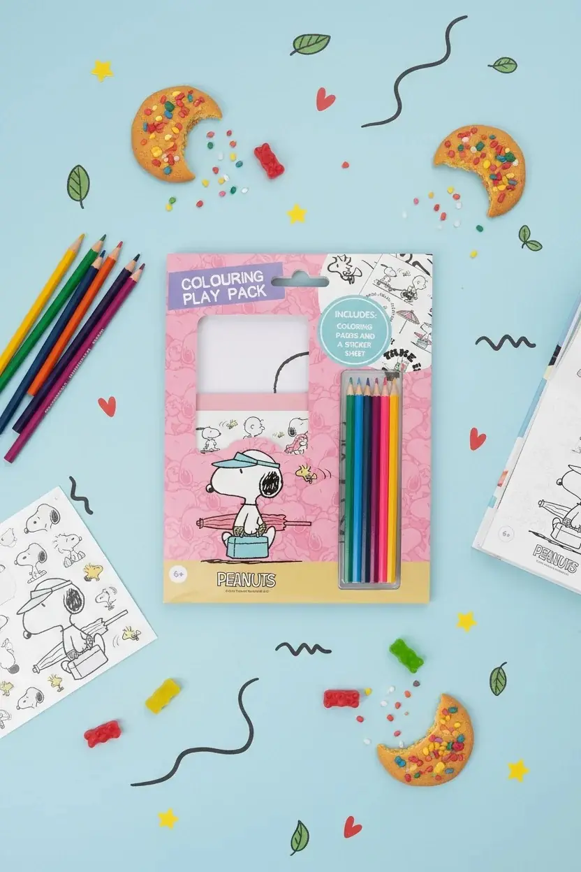 Snoopy Lisanslı Seyahat Serisi Renkli Boyama ve Sticker Seti