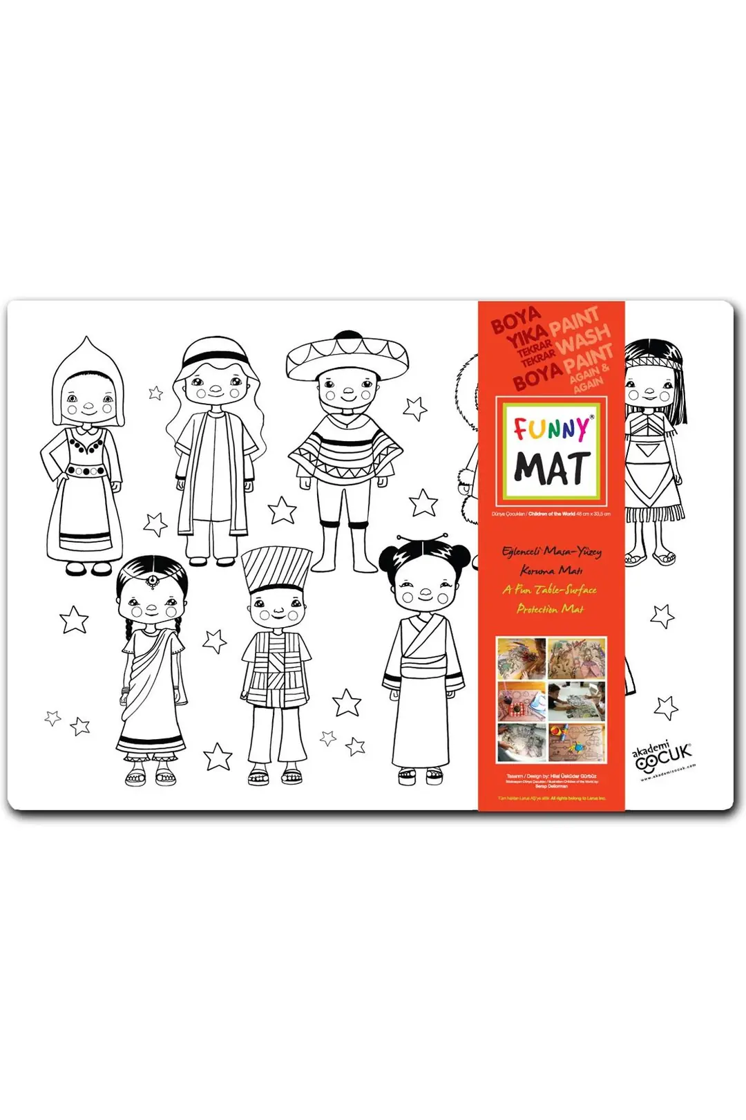 Akademi Çocuk Funny Mat Dünya Çocukları – 48x33,5 cm Silinebilir Aktivite Matı