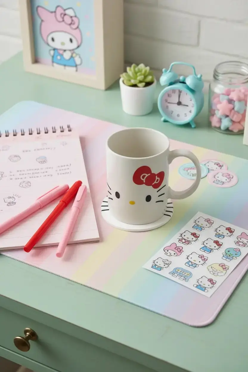 Sanrio Lisanslı Hello Kitty Seramik Kupa Seti 340 mL – Altlıklı Tasarım