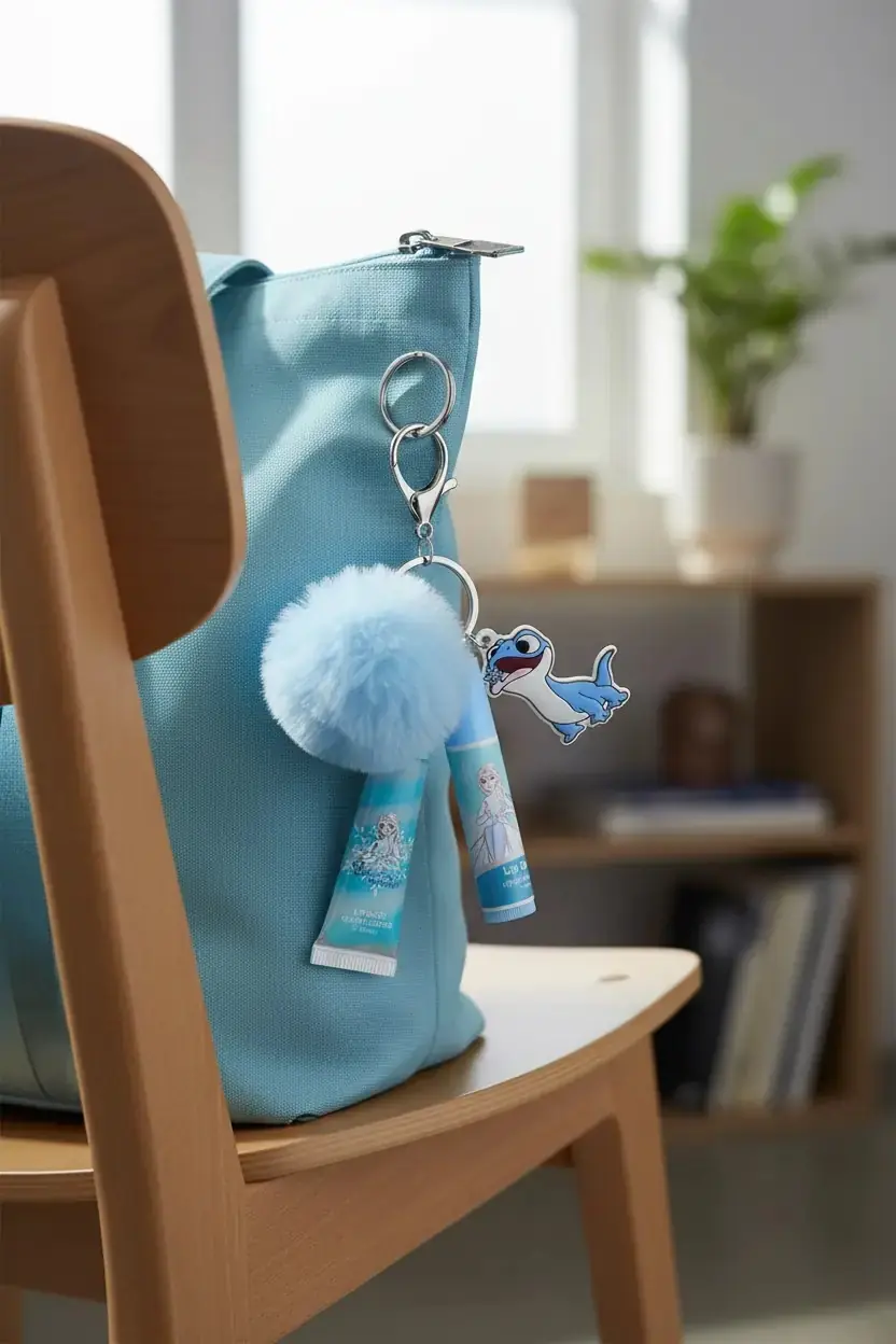 Disney Frozen Lisanslı Ponpon Anahtarlıklı Dudak Bakım Seti