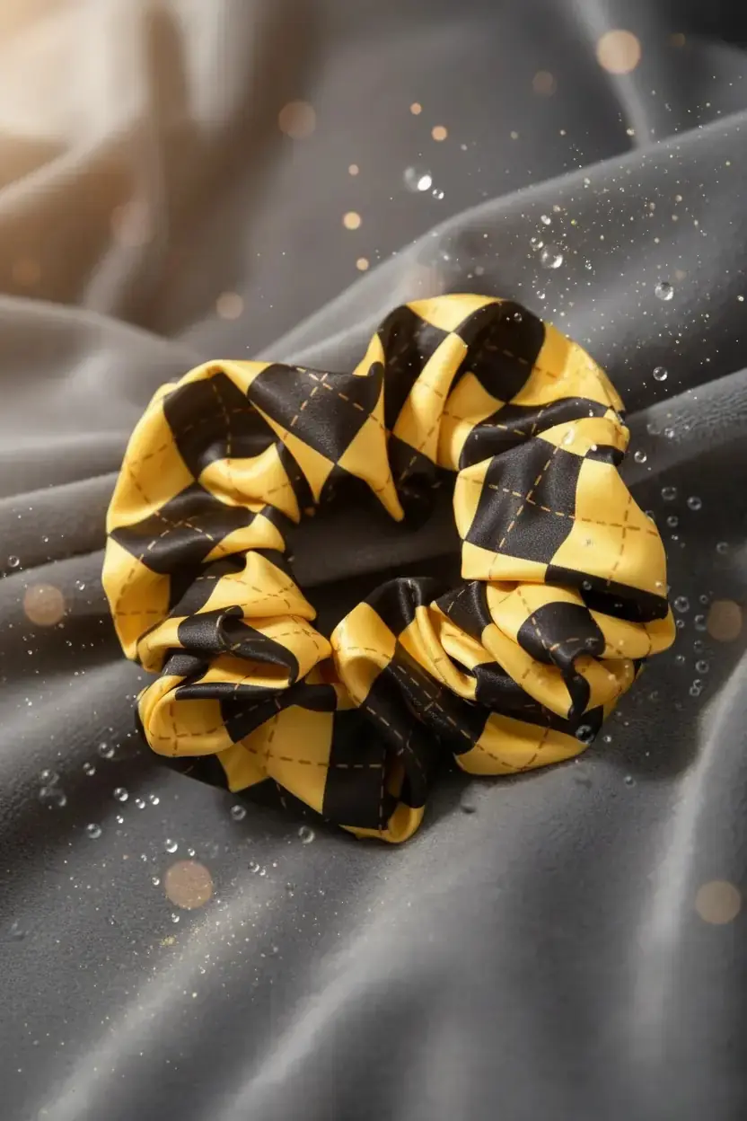 Harry Potter Lisanslı Hufflepuff Saç Lastiği – Sarı ve Siyah Desenli Esnek Lastik Toka Aksesuarı