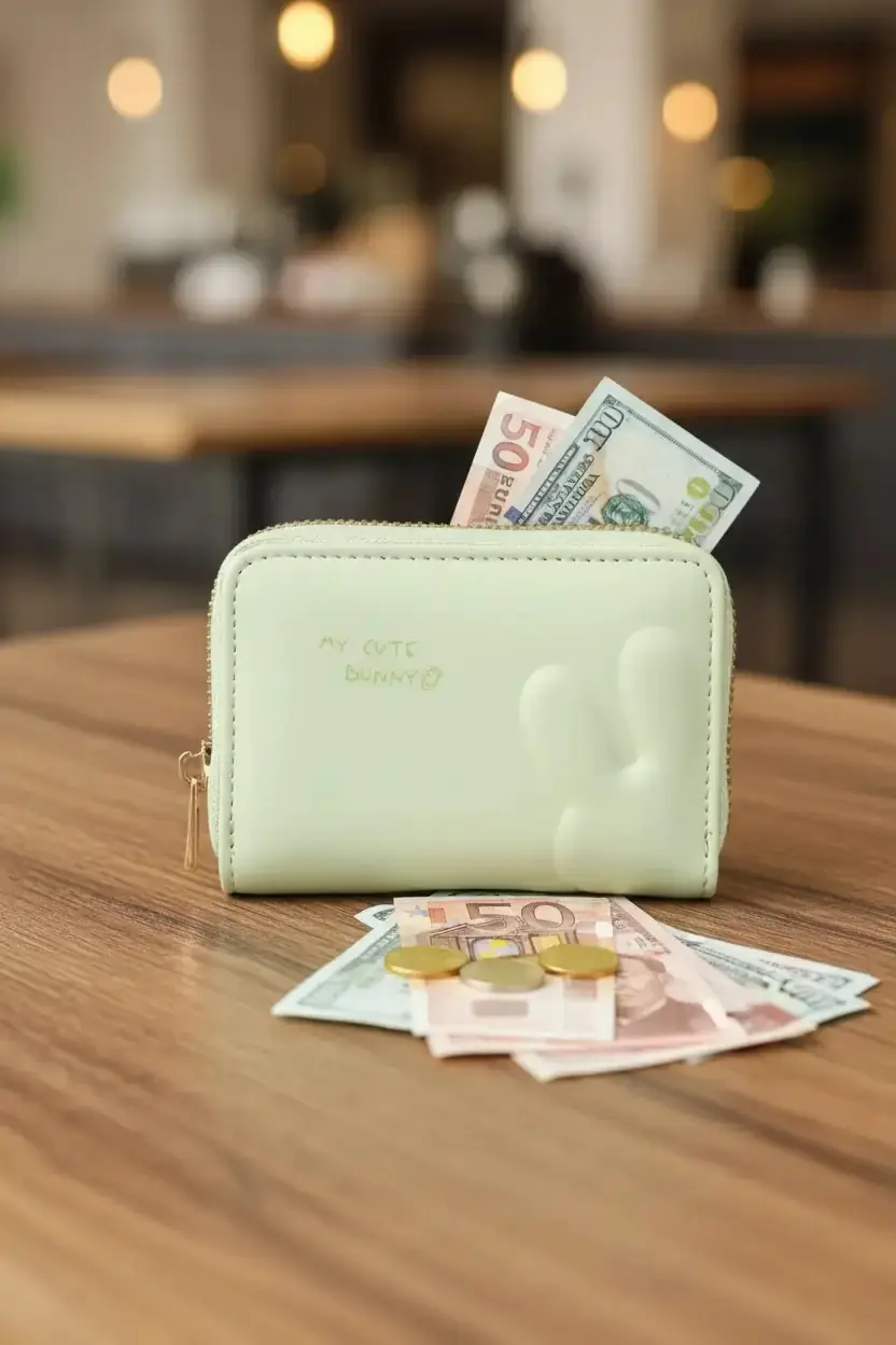 Miniso Lisanslı Tavşan Kulaklı Fermuarlı Bozuk Para Cüzdanı – Yeşil Mini Boy