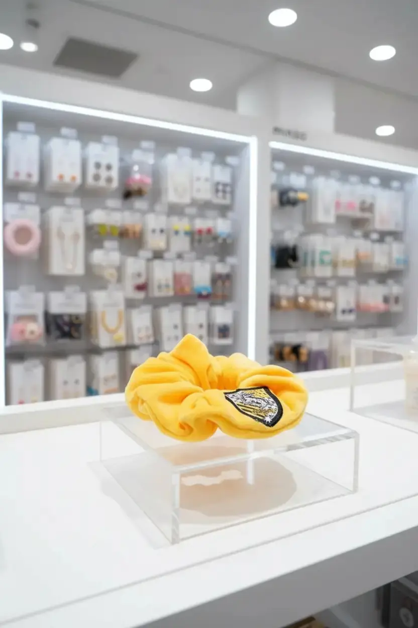 Harry Potter Lisanslı Hufflepuff Rozetli Saç Lastiği – Zarif Tasarımlı Dayanıklı Polyester ve Kauçuk Toka Aksesuarı 12 Cm