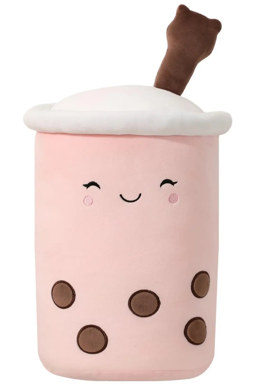 Miniso Lisanslı Sütlü Çay Peluş Yastık – Bubble Tea Tasarımlı Yumuşak Dekoratif Yastık Pembe 39 Cm