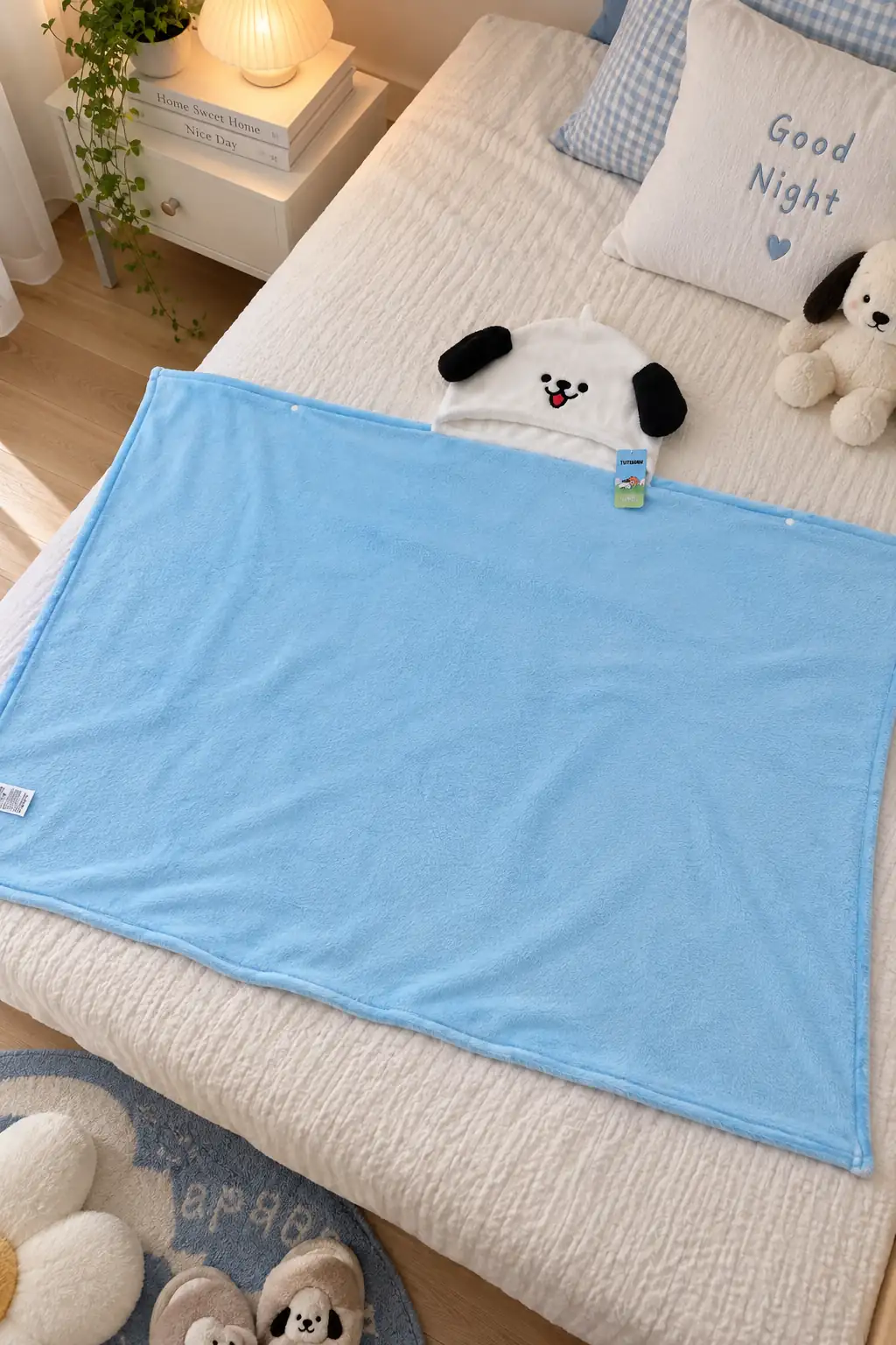 Miniso Lisanslı TUTOGOU Serisi Kapüşonlu Battaniye – TUTO Model Yumuşacık Giyilebilir Ev Örtüsü