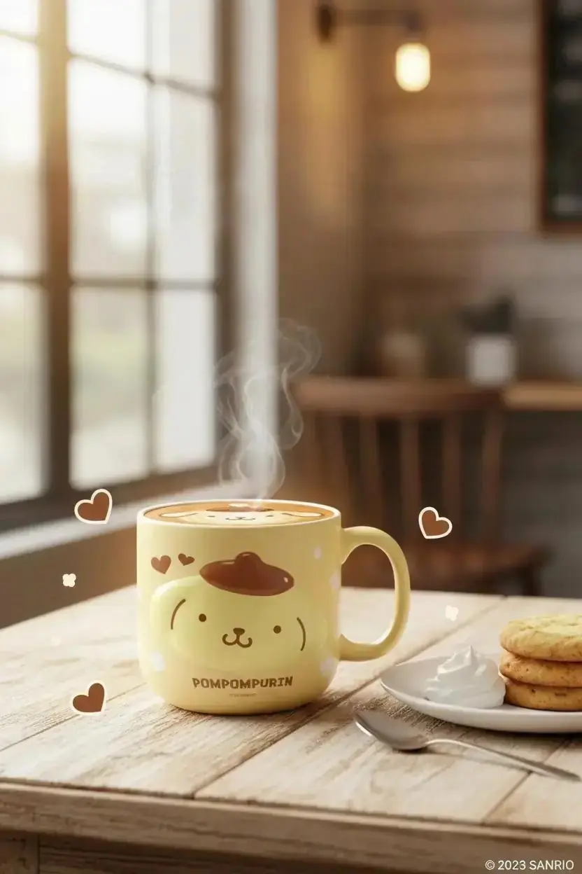 Sanrio Lisanslı Pompompurin Kabartmalı Seramik Kupa - 450 ml