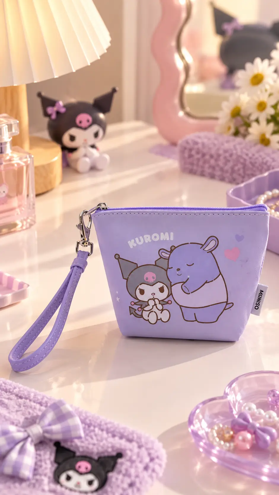 Sanrio Lisanslı Kuromi Mini Bozuk Para Çantası Fermuarlı 13 Cm