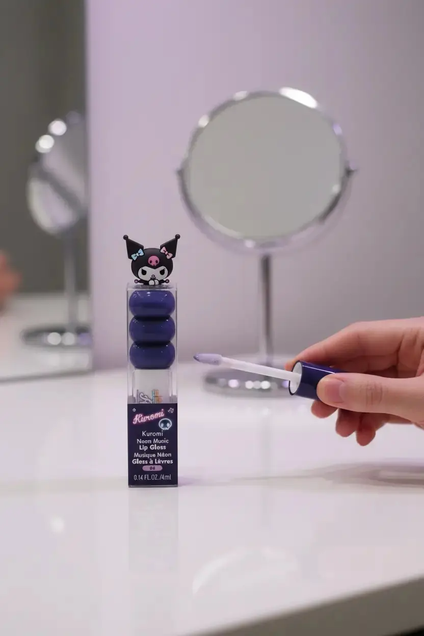 Sanrio Lisanslı Kuromi Neon Music Dudak Parlatıcısı 04 – Parlak ve Nemli Görünüm