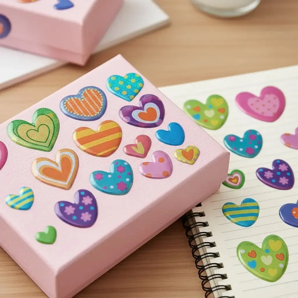 Bu-Bu Damla Stickers Kalp – Kabartmalı Parlak Eğlenceli Çıkartma Seti