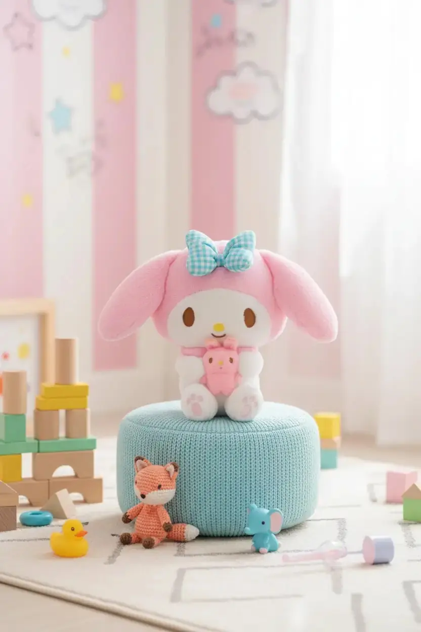 Sanrio Lisanslı My Melody Peluş Oyuncak 28 Cm – Oturan Mini Arkadaşlı Yumuşacık Tasarım