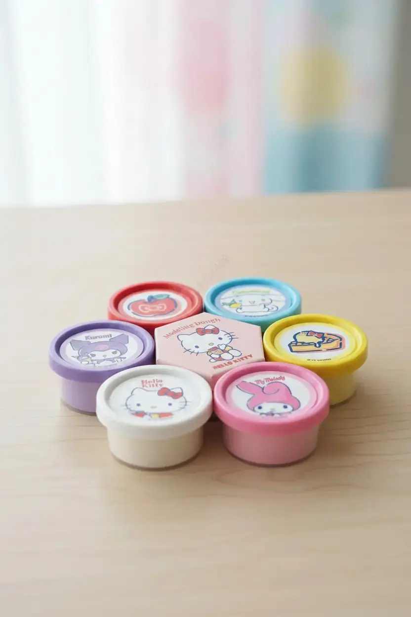 Sanrio Lisanslı Tatlı Serisi Oyun Hamuru Seti – 6 Çeşit Yaratıcı Oyun Hamuru