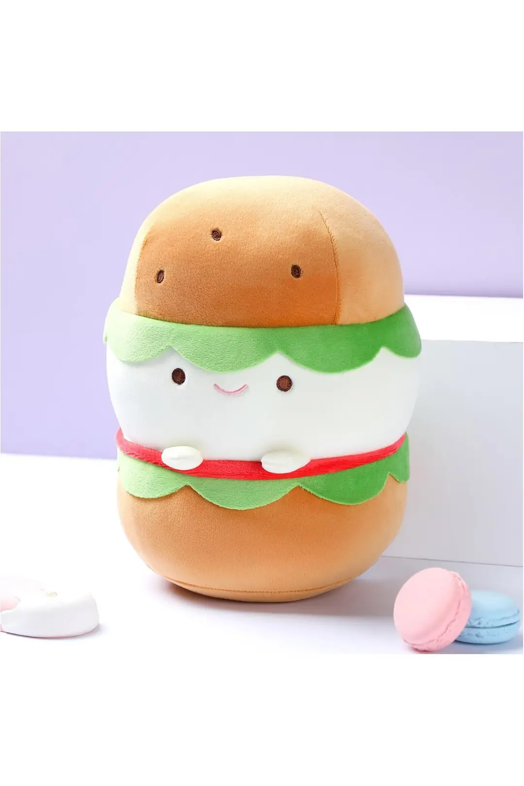 Miniso Lisanslı Yiyecek Serisi Hamburger Peluş Oyuncak – Kawaii Tasarımlı Yumuşak Uyku Arkadaşı 27 Cm