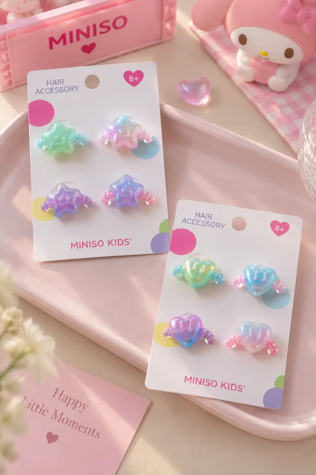 Miniso Lisanslı Spiral Saç Lastiği 4lü Set – Esnek Günlük Saç Tokası