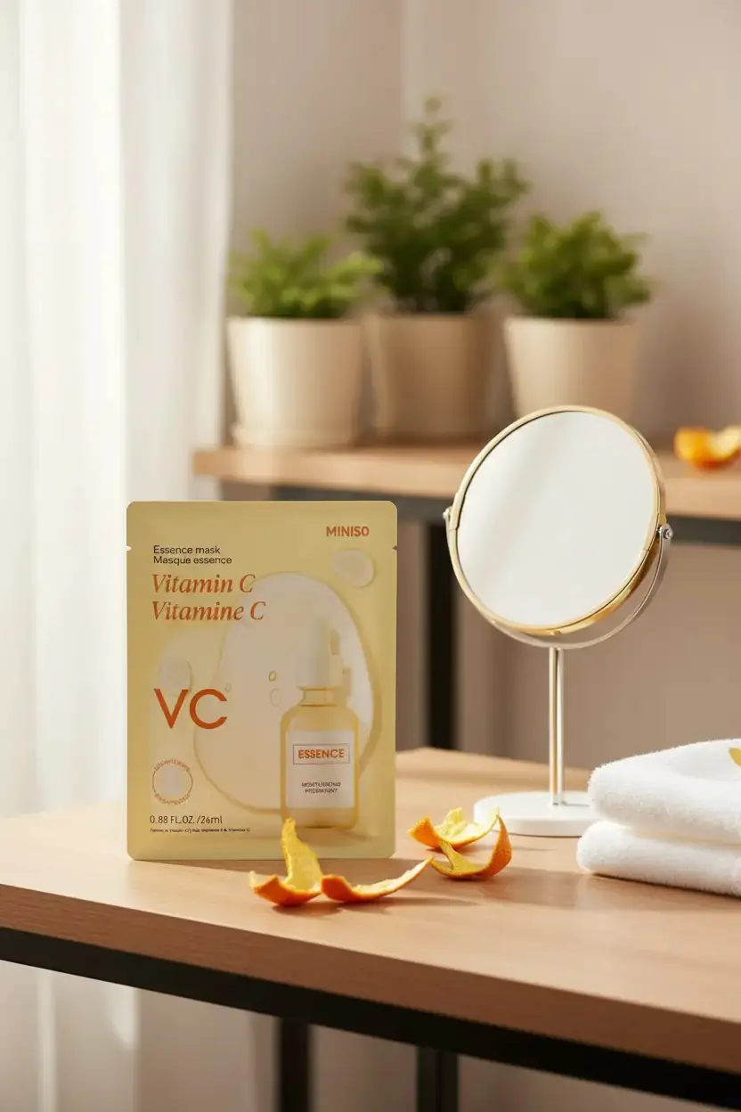 Miniso Lisanslı Essence C Vitaminli Kağıt Yüz Maskesi – Canlandırıcı Tek Kullanımlık Bakım