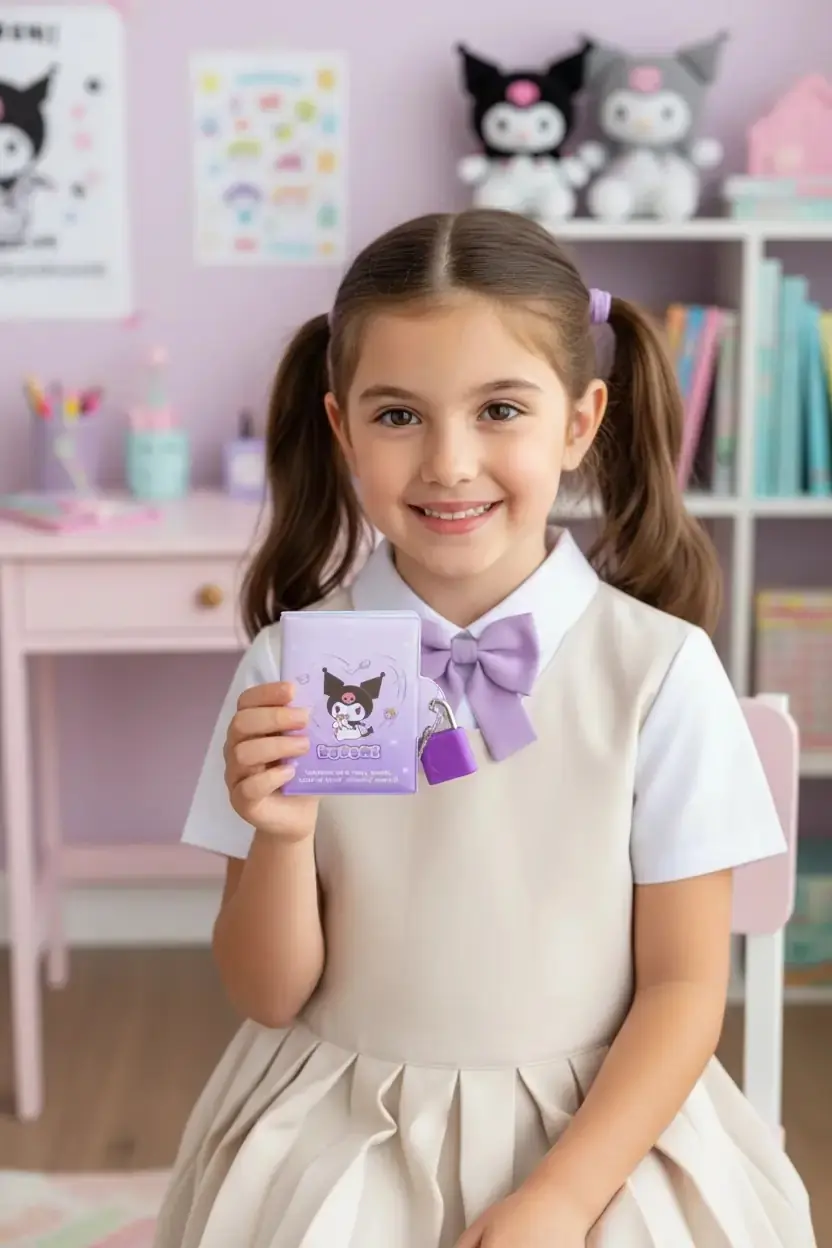 Sanrio Lisanslı Kuromi Sweet Factory Mini Kilit Defteri (80 Yaprak) – Özel Kilitli Tasarım