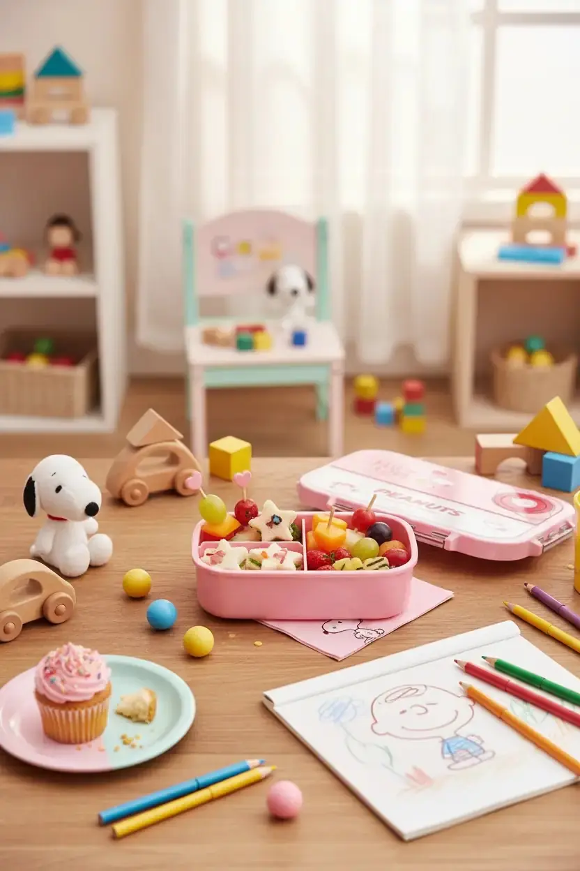Snoopy Lisanslı Pembe Serisi Beslenme Çantası – Sızdırmaz Kilitli Beslenme Kutusu 1300mL 23.5 Cm