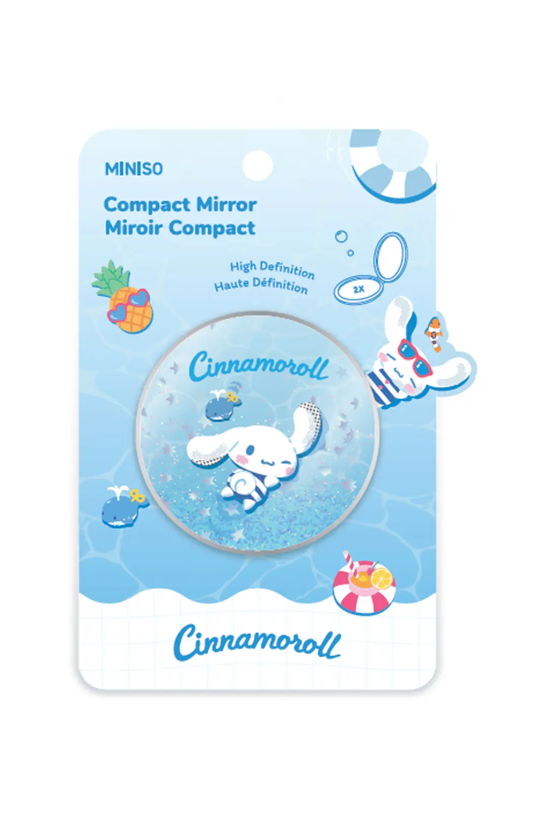 Cinnamoroll Yazın Tadını Çıkar Katlanabilir Simli Sıvılı Ayna