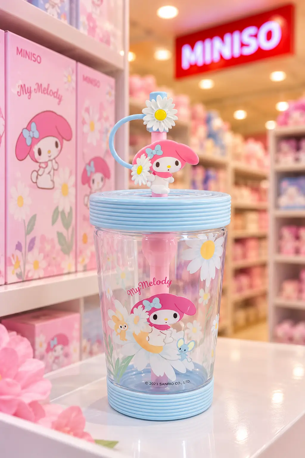 Sanrio Lisanslı Askılı ve Pipetli Plastik Seyahat Bardağı My Melody 535 ml