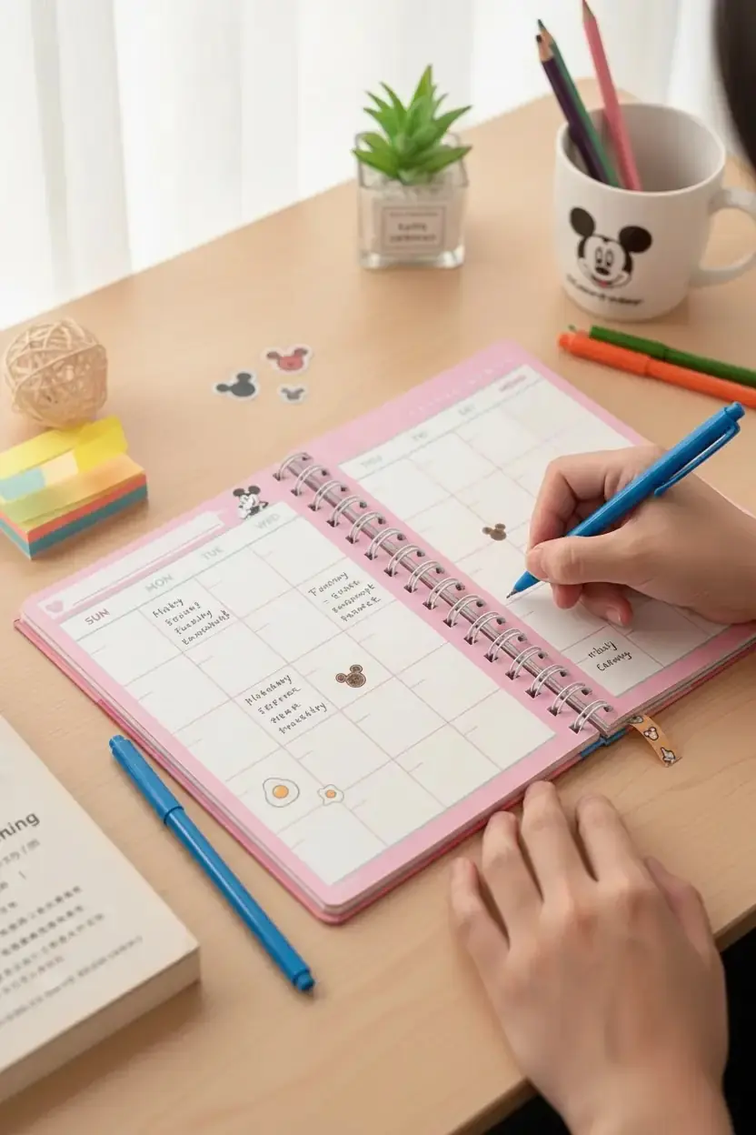 Disney Lisanslı Mickey Mouse A5 Boyutunda 6 Aylık Haftalık ve Aylık Spiralli Akademik Planlayıcı
