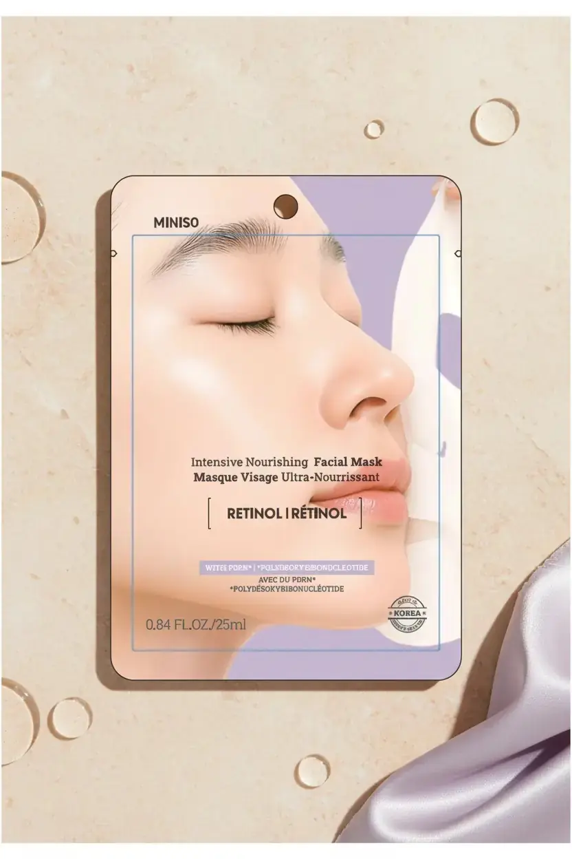Miniso Lisanslı Yoğun Besleyici Yüz Maskesi – Retinol Temalı Kağıt Maske