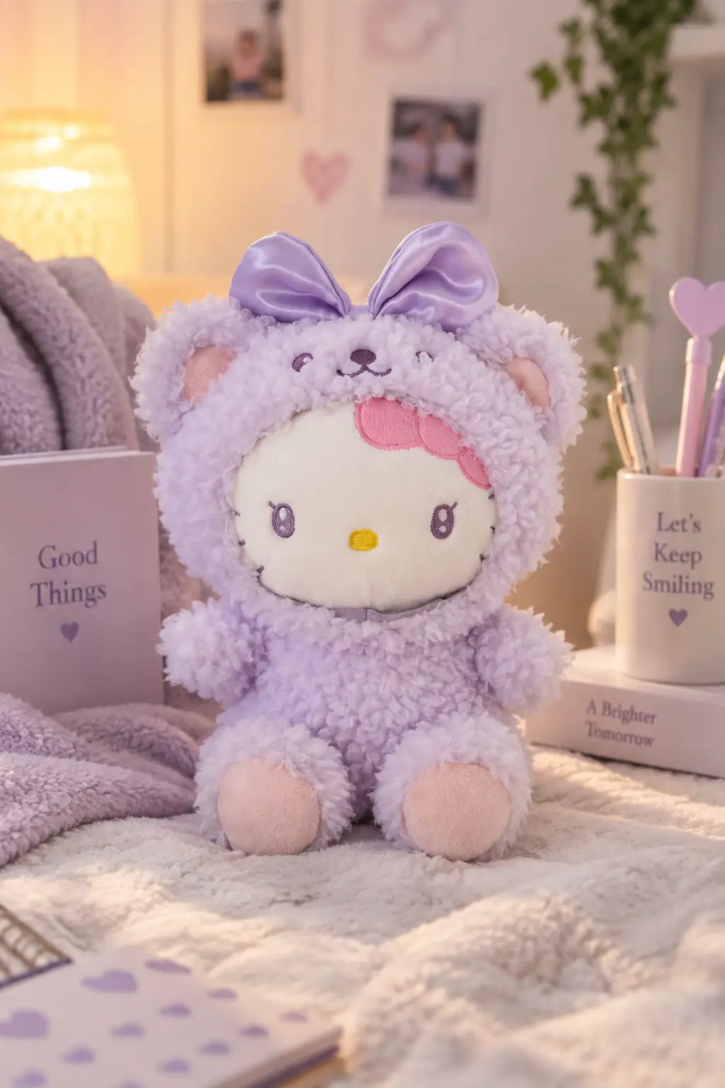 Hello Kitty 25cm Oturan Peluş Oyuncak - Mor