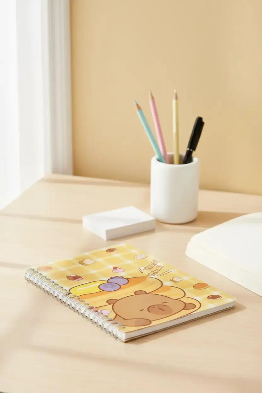 Miniso Lisanslı Pişirme Serisi A5 Telli Not Defteri Kapibara Souffle 20.4 Cm