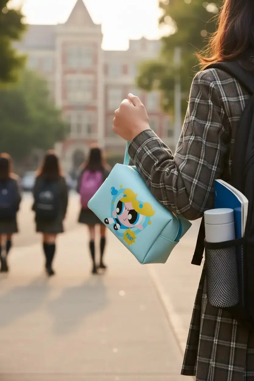 Powerpuff Girls Lisanslı Bubbles Kare Kozmetik Çantası Mavi Organizer 20 Cm