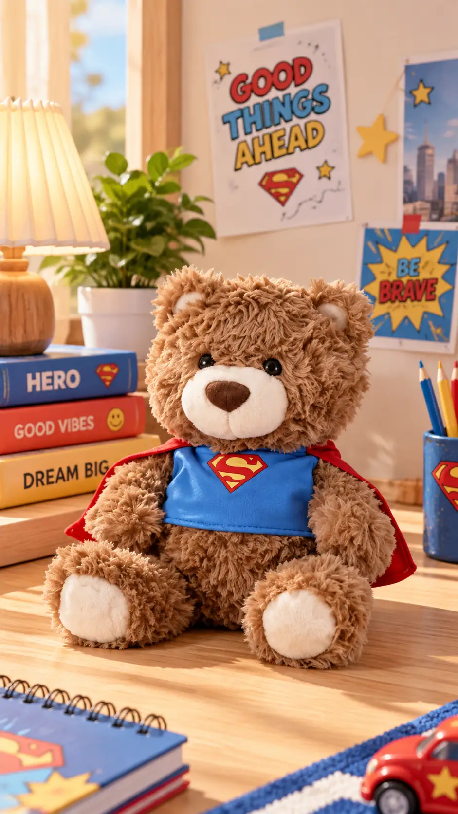 Miniso Lisanslı DC Koleksiyonu 25 cm Kostümlü Hediye Ayıcık Peluş Oyuncak – Superman Kostümlü Model