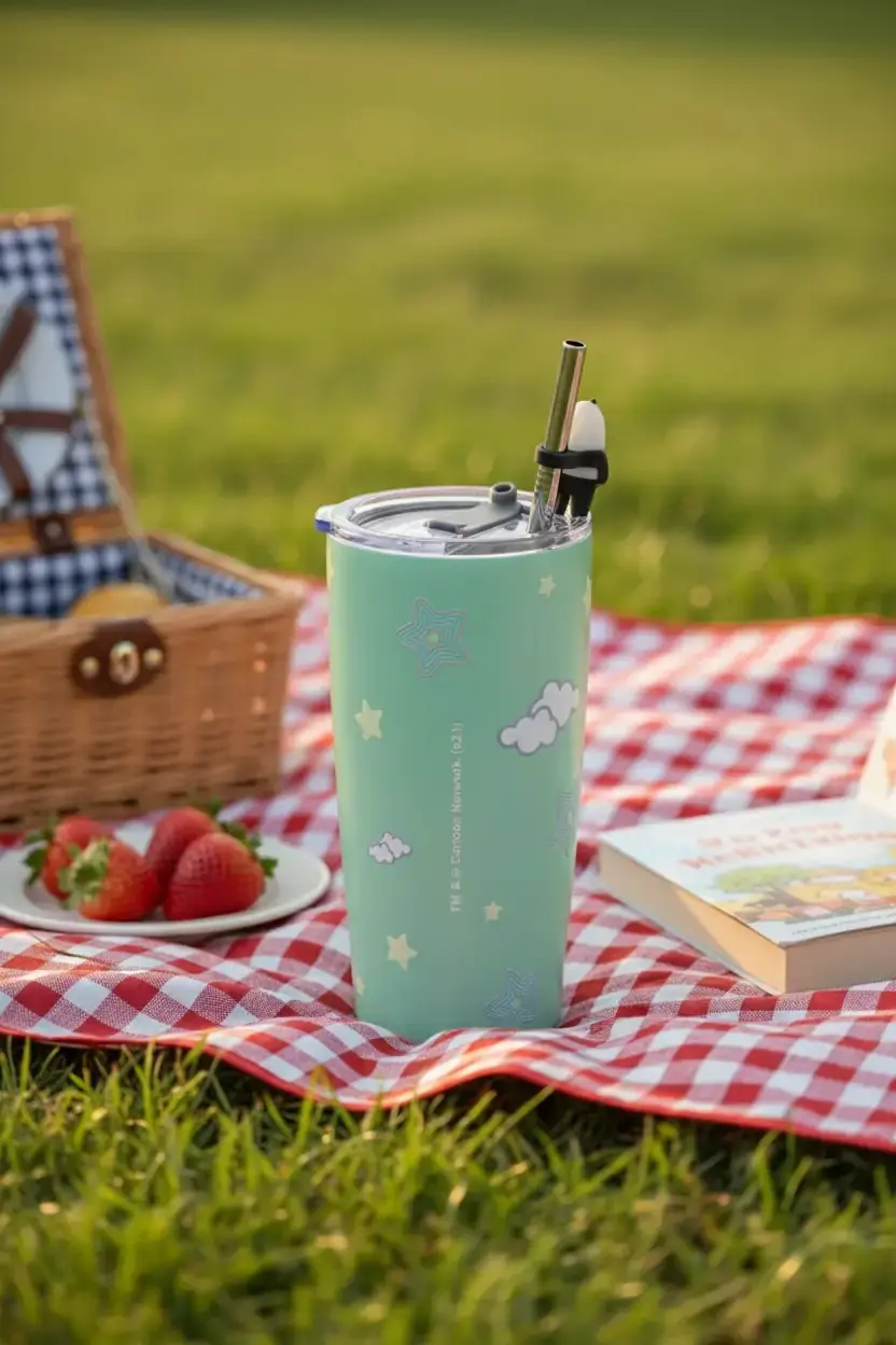 We Bare Bears Lisanslı Boz Ayı Pipetli Termos – Paslanmaz Çelik Sızdırmaz Matara 530 ML